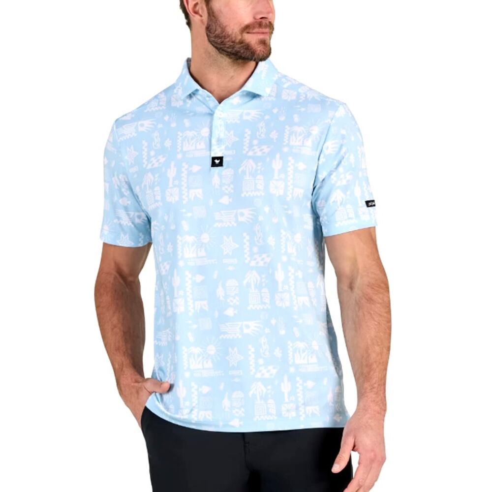 Bad Birdie Men's Cool Blue Dry Heat Core Polo Shirt Size XL